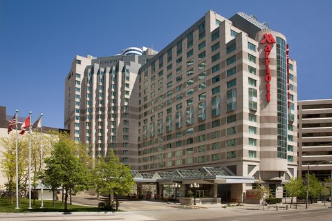 Exterior view of Marriott Downtown at CF Toronto Eaton Centre, a convenient hotel option for out-of-town patients visiting Dr. Babak Maleki’s clinic